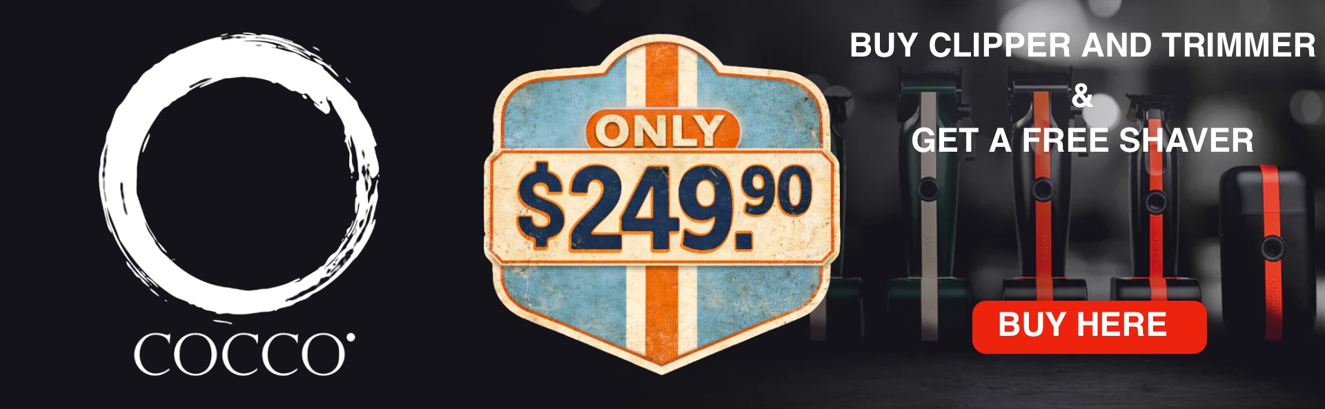 COCCO Veloce Lite bundle black red clipper trimmer free shaver barber tools sale $249.90