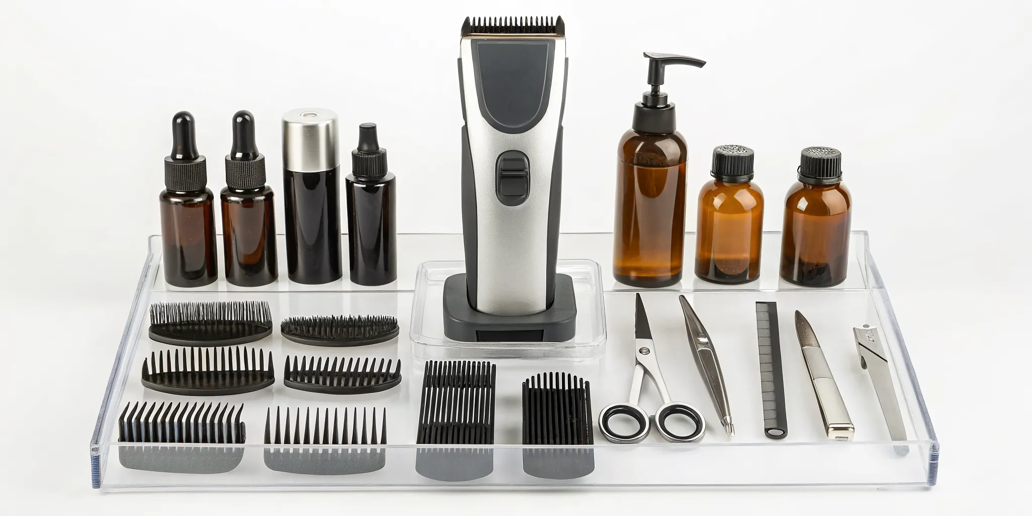 Wholesale barber supplies including clippers, shears, and other professional grooming tools.