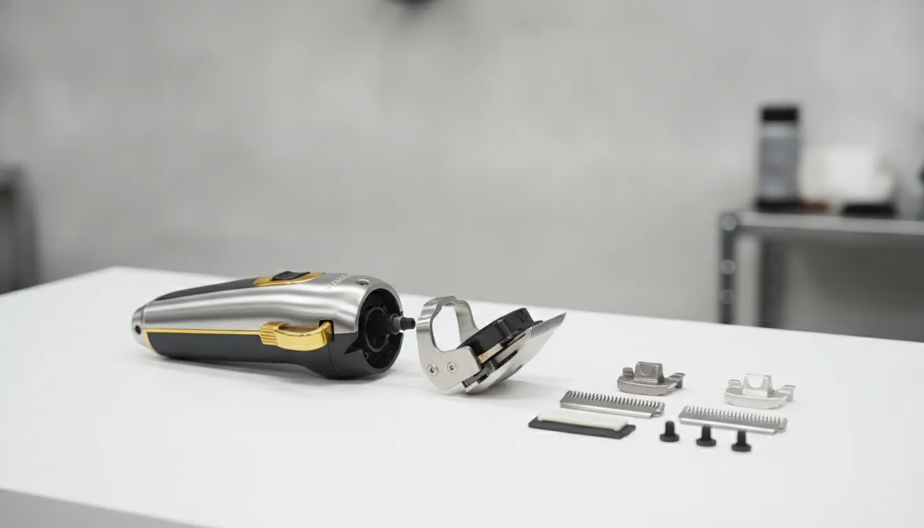 Gamma+ clipper and blade components on a clean repair bench